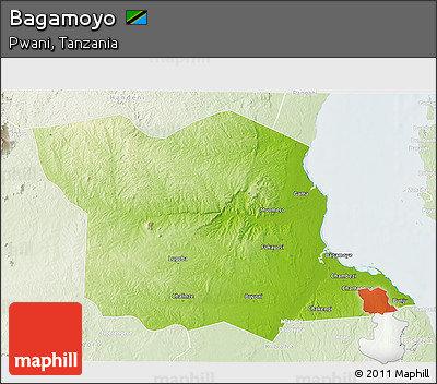 Physical 3D Map of Bagamoyo, lighten
