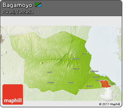 Physical 3D Map of Bagamoyo, lighten