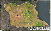 Satellite 3D Map of Bagamoyo, darken, semi-desaturated