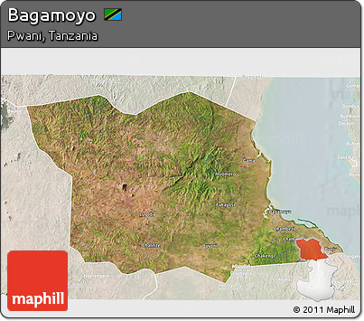 Satellite 3D Map of Bagamoyo, lighten