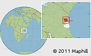 Savanna Style Location Map of Bagamoyo, highlighted parent region