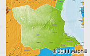Physical Map of Bagamoyo, political outside