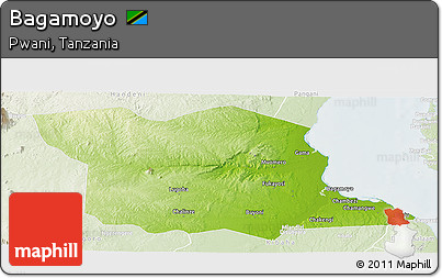 Physical Panoramic Map of Bagamoyo, lighten