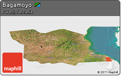 Satellite Panoramic Map of Bagamoyo, single color outside