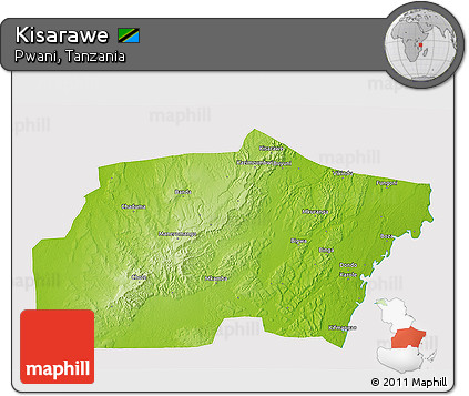 Physical 3D Map of Kisarawe, cropped outside
