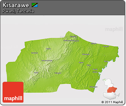 Physical 3D Map of Kisarawe, cropped outside