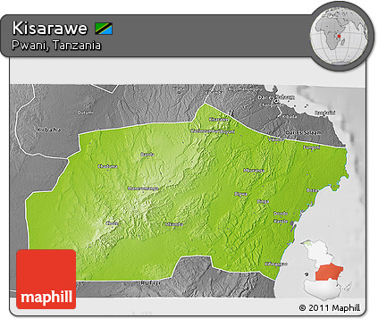 Physical 3D Map of Kisarawe, desaturated