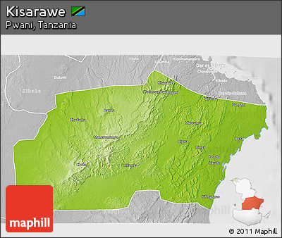 Physical 3D Map of Kisarawe, lighten, desaturated
