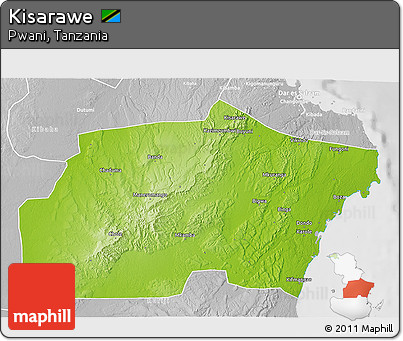 Physical 3D Map of Kisarawe, lighten, desaturated