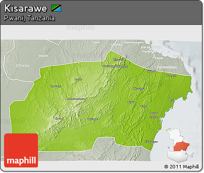 Physical 3D Map of Kisarawe, lighten, semi-desaturated