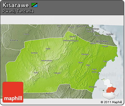 Physical 3D Map of Kisarawe, semi-desaturated