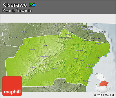Physical 3D Map of Kisarawe, semi-desaturated