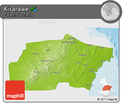 Physical 3D Map of Kisarawe, single color outside