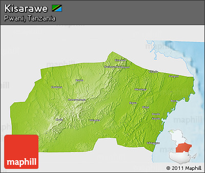 Physical 3D Map of Kisarawe, single color outside