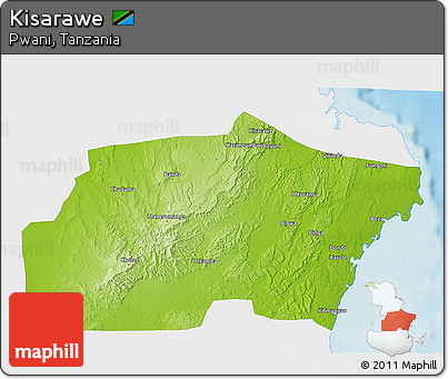 Physical 3D Map of Kisarawe, single color outside