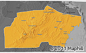 Political 3D Map of Kisarawe, darken, desaturated