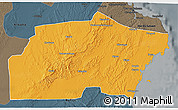Political 3D Map of Kisarawe, darken, semi-desaturated