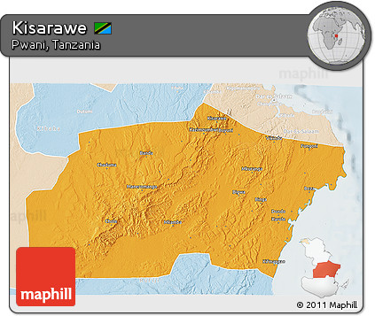 Political 3D Map of Kisarawe, lighten