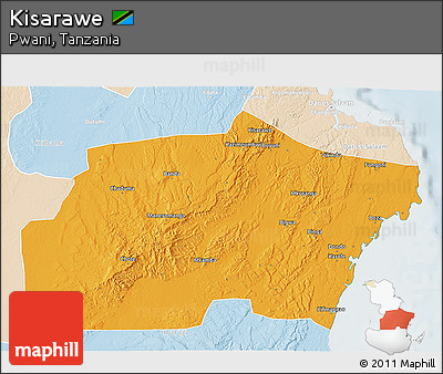Political 3D Map of Kisarawe, lighten