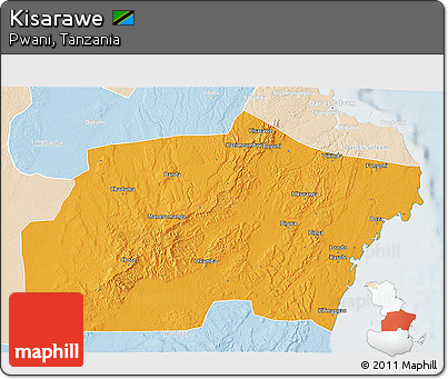Political 3D Map of Kisarawe, lighten