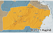 Political 3D Map of Kisarawe, semi-desaturated