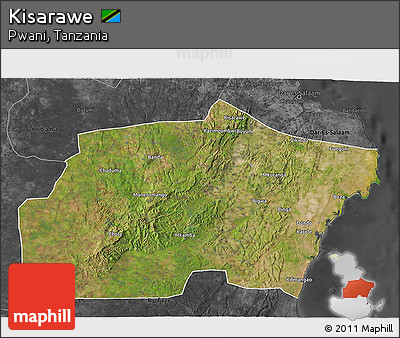 Satellite 3D Map of Kisarawe, darken, desaturated