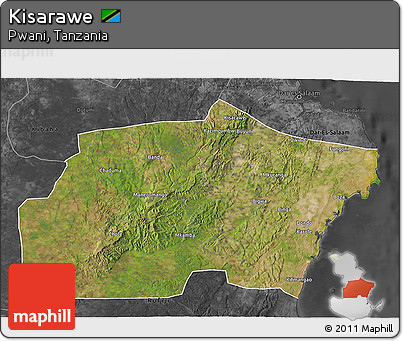 Satellite 3D Map of Kisarawe, darken, desaturated