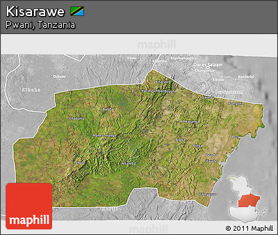 Satellite 3D Map of Kisarawe, lighten, desaturated