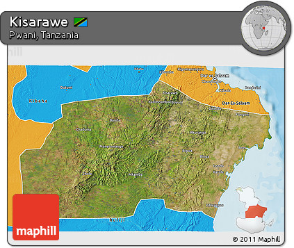 Satellite 3D Map of Kisarawe, political outside