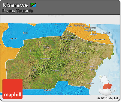 Satellite 3D Map of Kisarawe, political outside