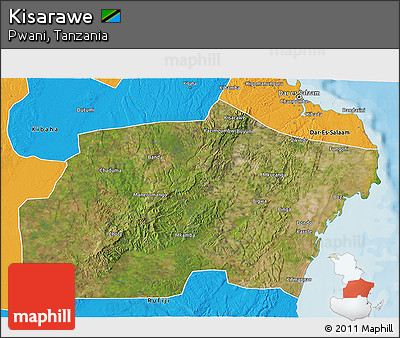 Satellite 3D Map of Kisarawe, political outside