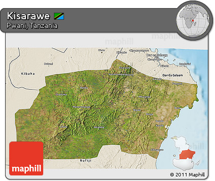 Satellite 3D Map of Kisarawe, shaded relief outside