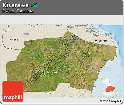 Satellite 3D Map of Kisarawe, shaded relief outside