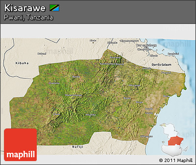 Satellite 3D Map of Kisarawe, shaded relief outside