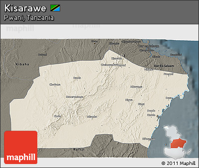 Shaded Relief 3D Map of Kisarawe, darken
