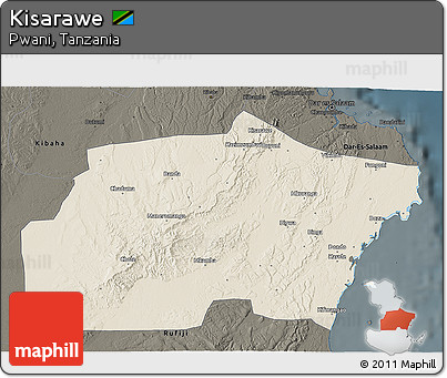 Shaded Relief 3D Map of Kisarawe, darken