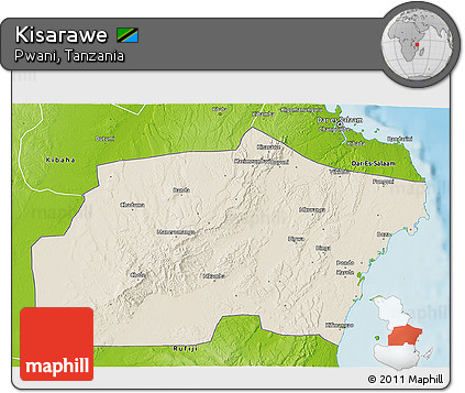 Shaded Relief 3D Map of Kisarawe, physical outside