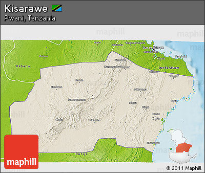Shaded Relief 3D Map of Kisarawe, physical outside