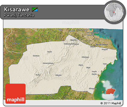 Shaded Relief 3D Map of Kisarawe, satellite outside