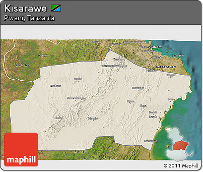 Shaded Relief 3D Map of Kisarawe, satellite outside