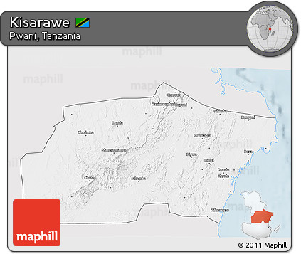 Silver Style 3D Map of Kisarawe, single color outside
