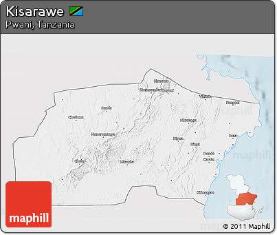 Silver Style 3D Map of Kisarawe, single color outside