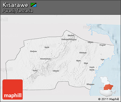 Silver Style 3D Map of Kisarawe, single color outside