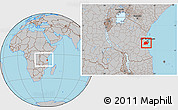 Gray Location Map of Kisarawe, within the entire country