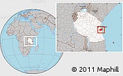 Gray Location Map of Kisarawe, highlighted country, within the entire country