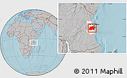 Gray Location Map of Kisarawe, highlighted parent region, hill shading