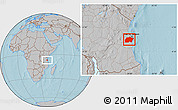 Gray Location Map of Kisarawe, hill shading