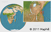 Satellite Location Map of Kisarawe, within the entire country