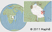Savanna Style Location Map of Kisarawe, highlighted country, within the entire country, hill shading