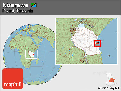 Savanna Style Location Map of Kisarawe, highlighted country, highlighted parent region, within the entire country